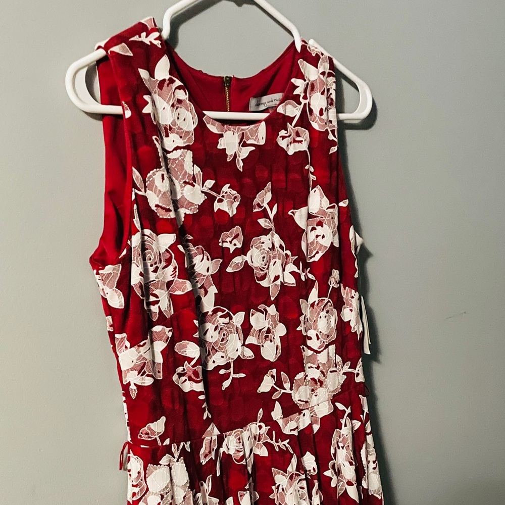 Danny & Nicole Red and White Sleeveless Sundress